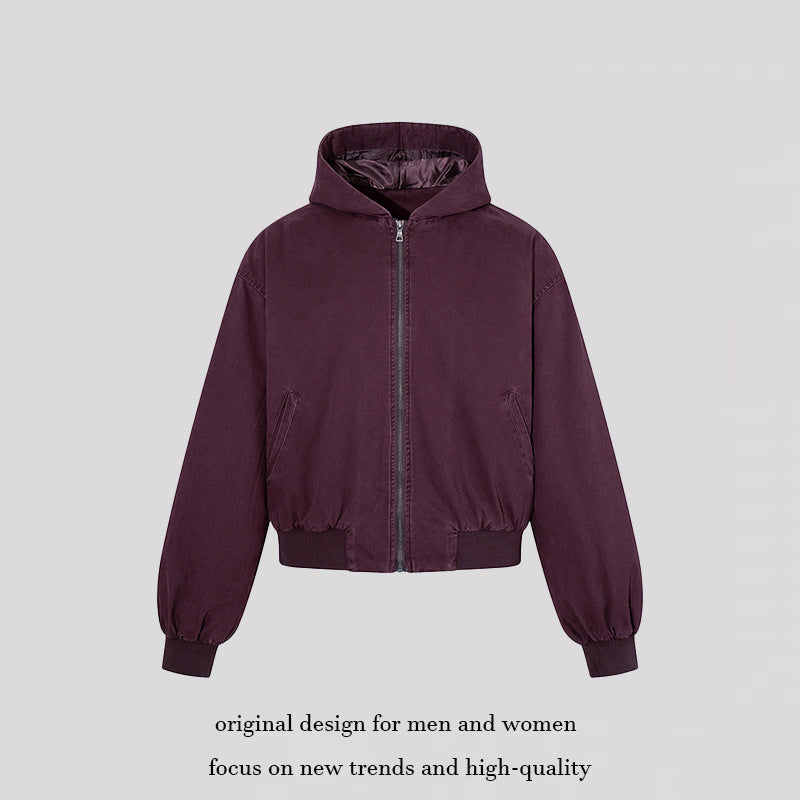 Women's Short-Cut Hooded Bomber Jacket with Padded Lining and Elastic Hem Amarae