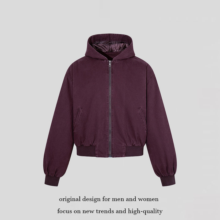 Women's Short-Cut Hooded Bomber Jacket with Padded Lining and Elastic Hem Amarae