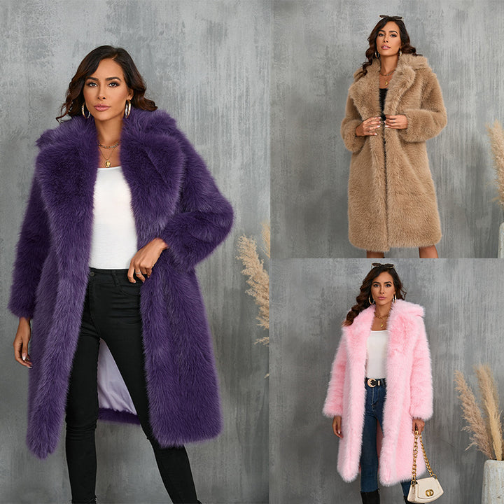 Ladies Luxurious Faux Fur Coat with an Elegant Cut Lune London