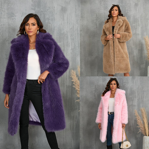 Ladies Luxurious Faux Fur Coat with an Elegant Cut Amarae