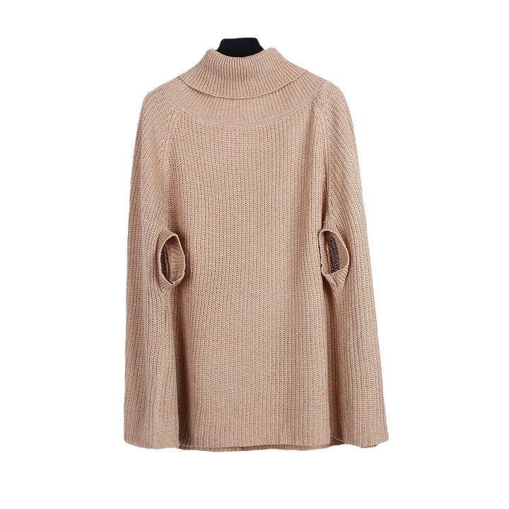 Knit poncho for women with high collar and relaxed fit Lune Londonl