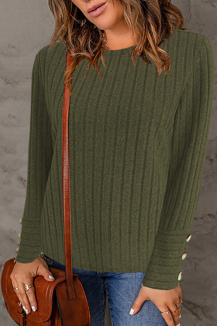 Light sweater for women with an elegant rib structure and Lune London button details