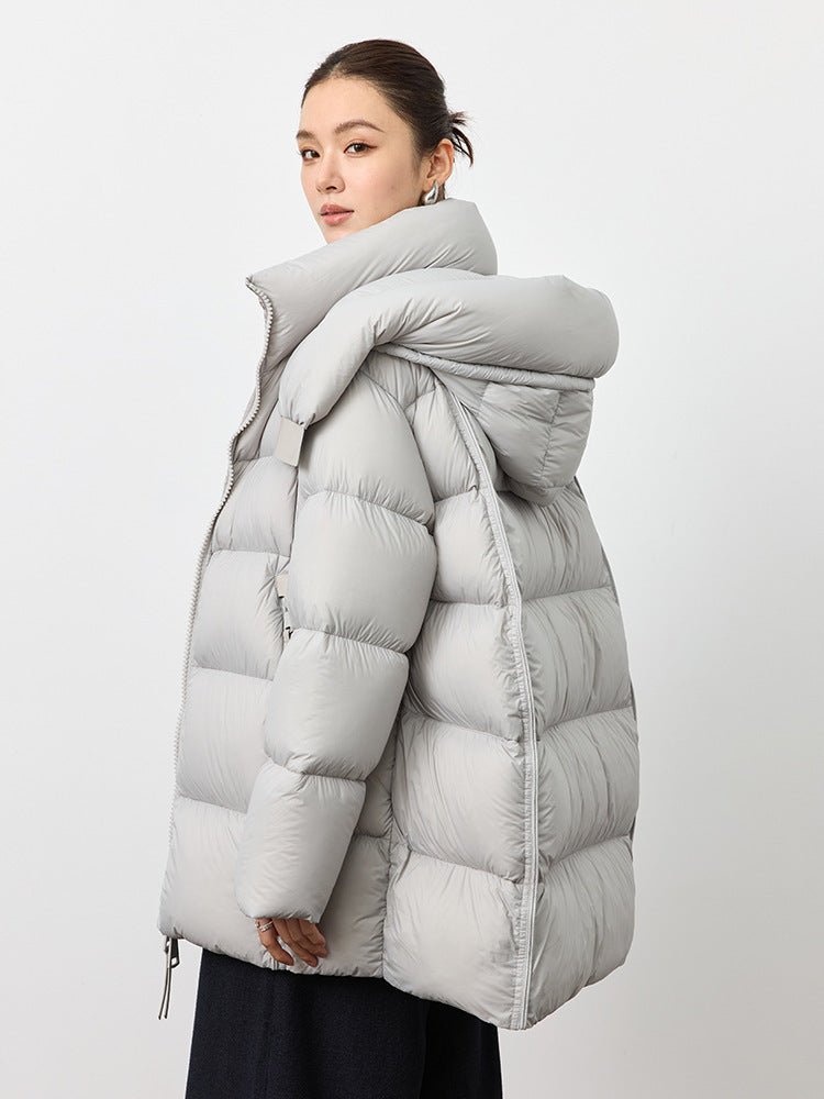 Women's wide-cut down coat with extra-large hood and thermal padding Amarae