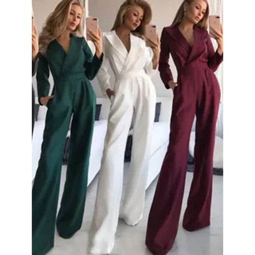 Elegant jumpsuit for women with long legs and classic collar Amarae