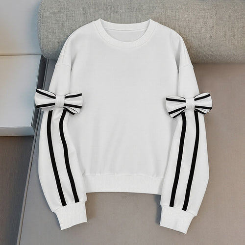 Elegant sweatshirt for women with bow sleeves Amarae