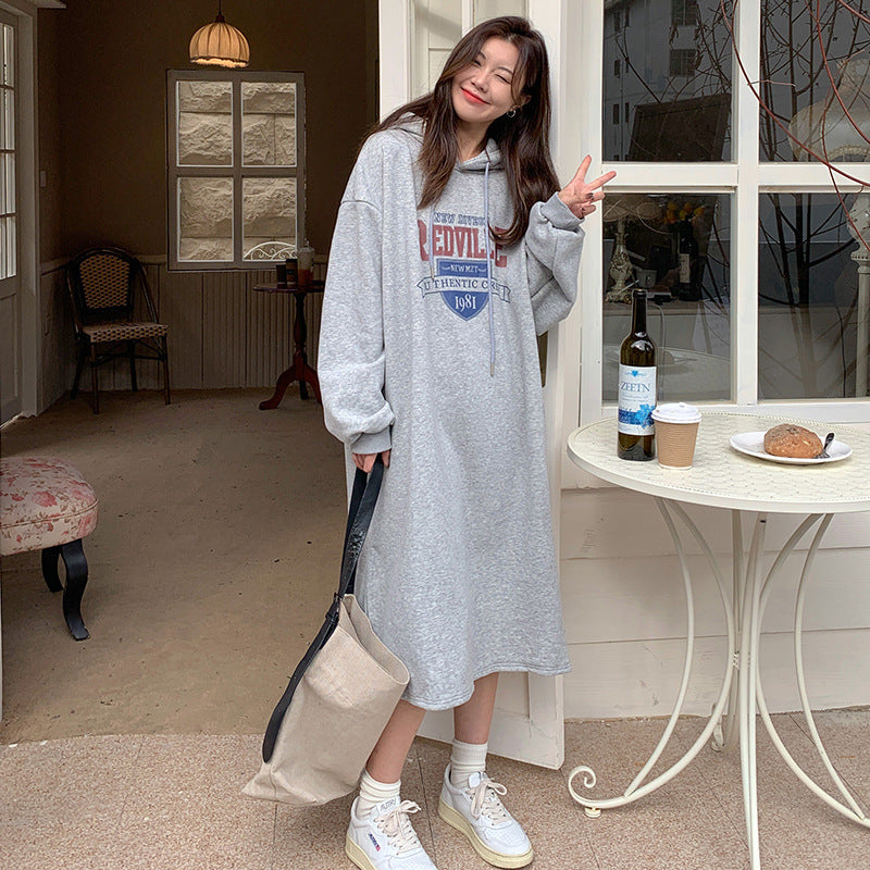 Women's hoodie dress with casual cut and stylish graphic print Lune London