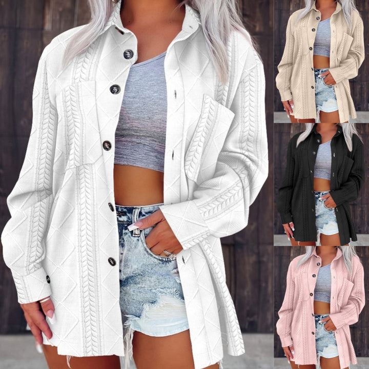 Trendy long blouse for women with textured design and practical pockets Lune London