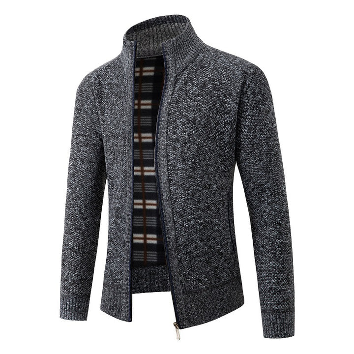Men's knit jacket with textured design and high collar Lune London