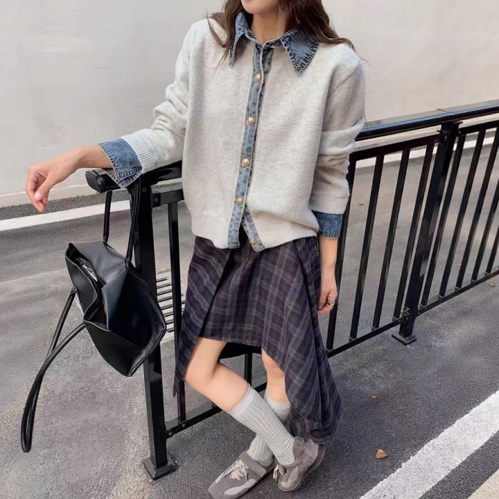 Cardigan féminin à la mode avec un col innovant et des détails de bouton élégants Chic & Stil