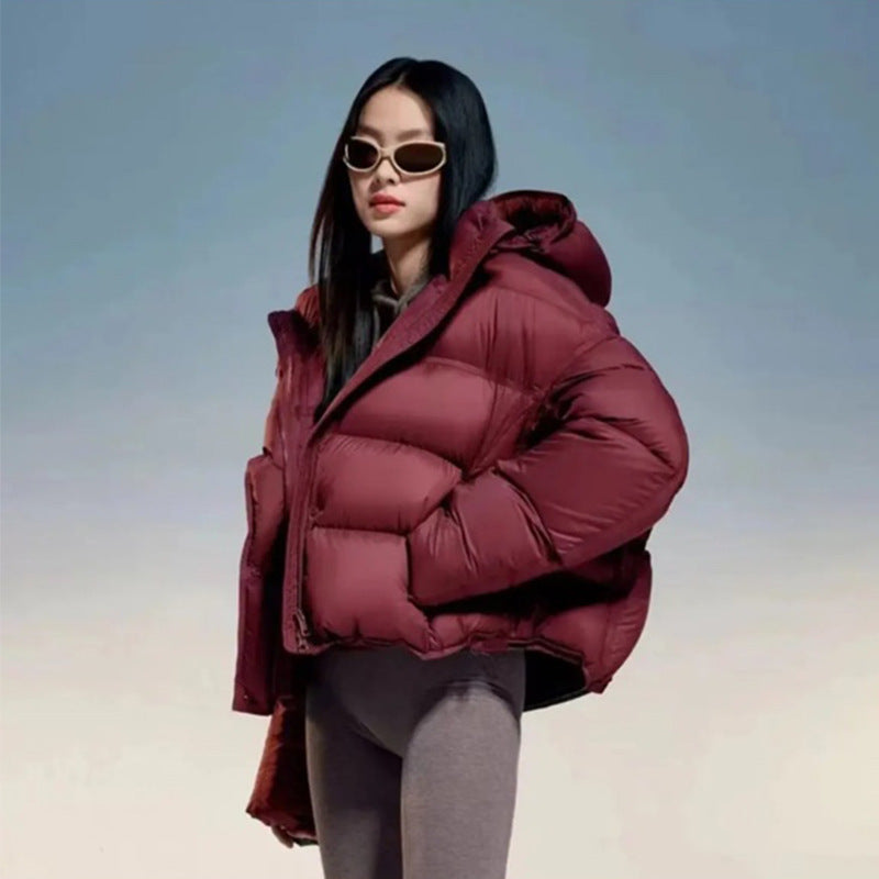 Women Short Cut Padded Jacket with Hood and High Insulation Amarae