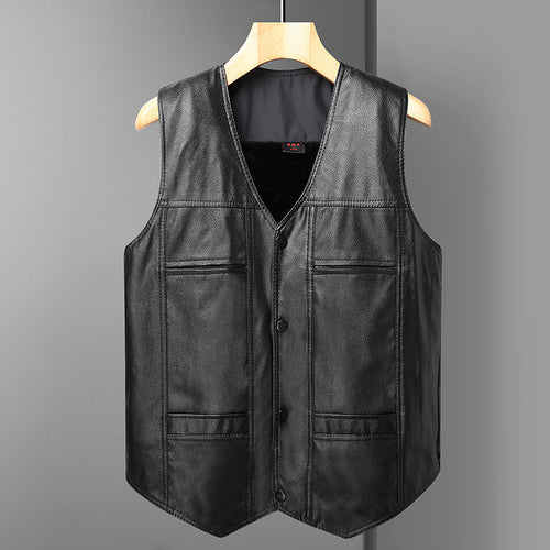 Ladies Elegant Leather Vest with Chic Pockets and Style