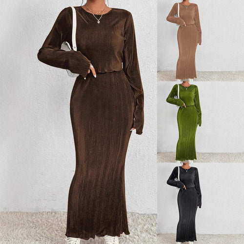 Robe maxi élégante et cintrée pour dames avec des manches longues Chic & Stil