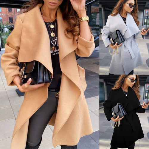 Elegant and bold women's coat with a casual wrap design Amarae