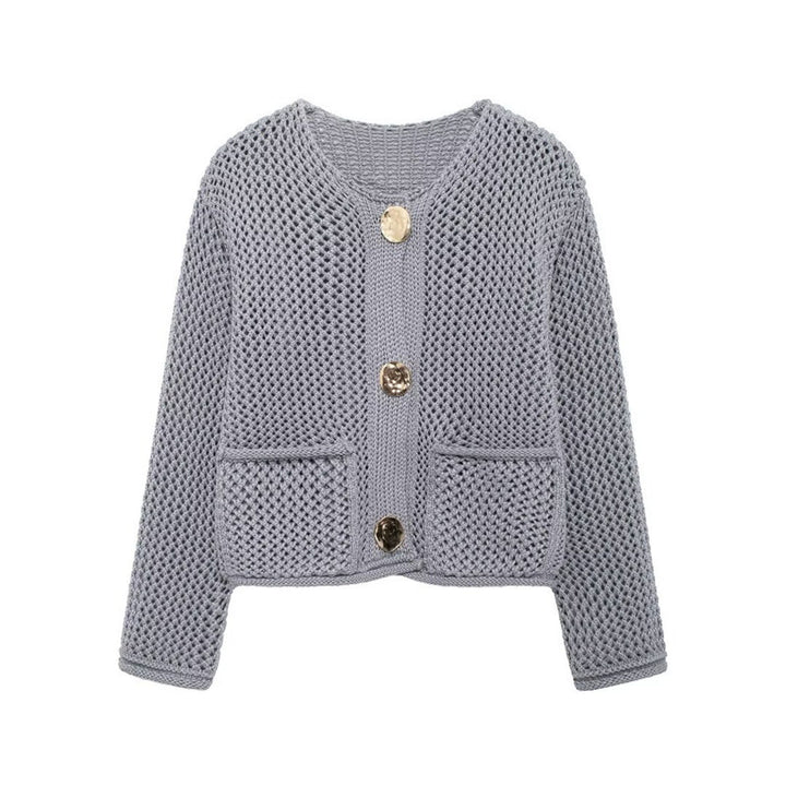 Women's knit jacket with open mesh structure and comfortable pockets Lune London