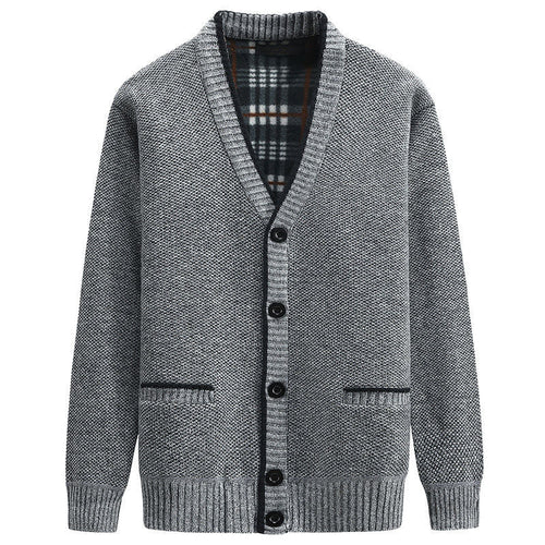 Men's cardigan with plaid lining and practical pockets Amarae
