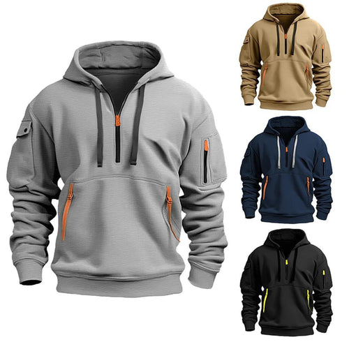 Functional hooded jacket for men with practical zippered pockets Amarae