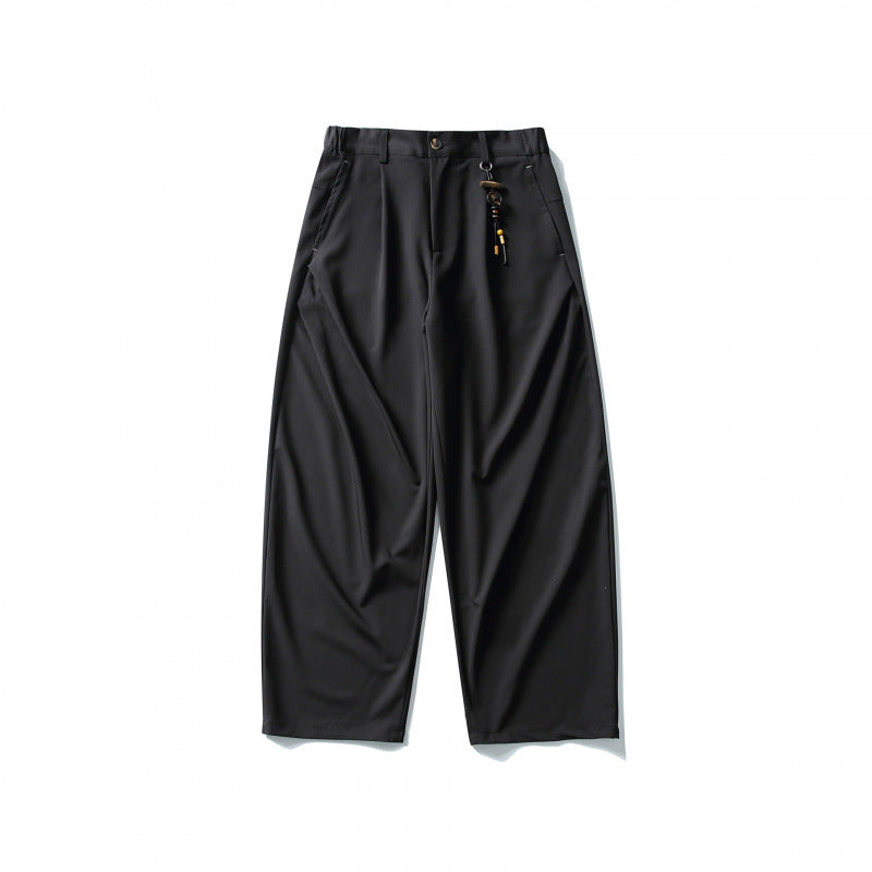 Men's Wide Pleated Culotte Pants with Low Crotch Amarae