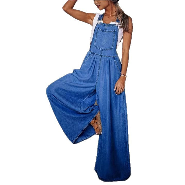 Ladies Wide Overalls in Palazzo Style with Adjustable Straps Amarae