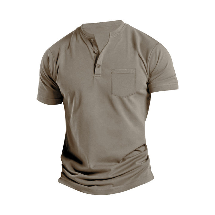 Men's Short Sleeve Henley T-Shirt with Practical Button Detail Lune London