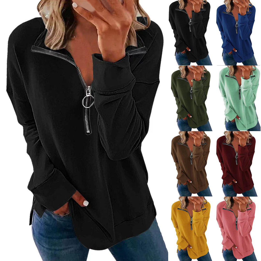 Casual women's sweatshirt with half-zip Lune London