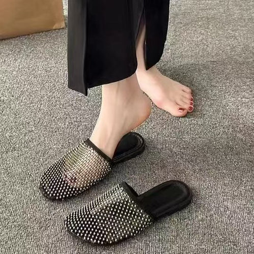 Strappy mules for women with rhinestone embellishment Amarae