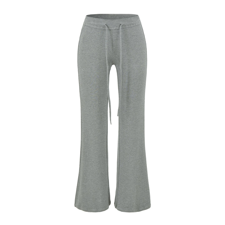 Women's Flowing Jersey Pants with High Waist, Drawstring and Flared Leg Amarae