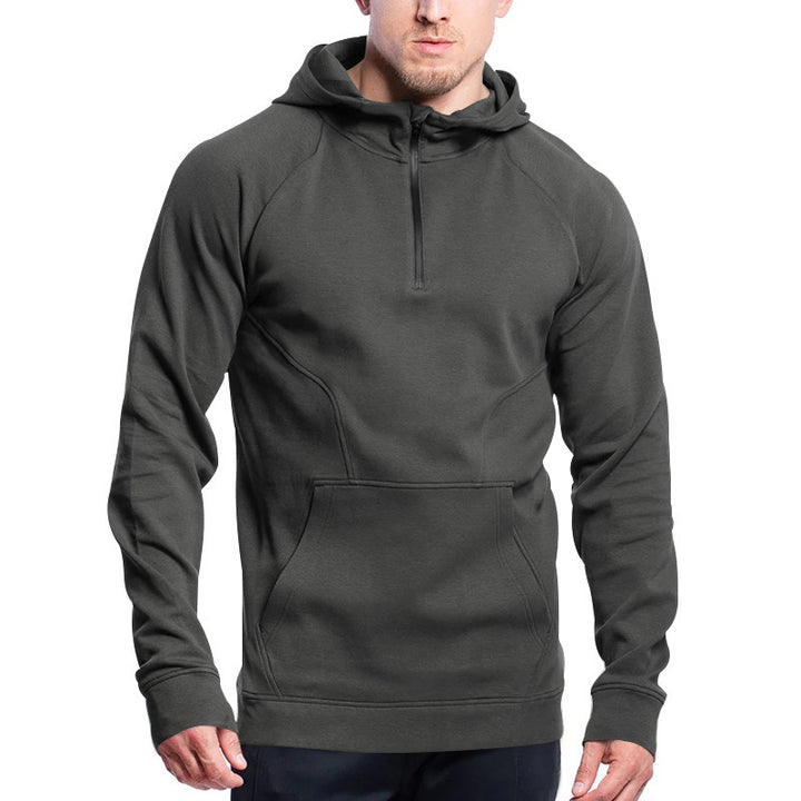 Men's functional hoodie with half-zip and practical kangaroo pocket Amarae