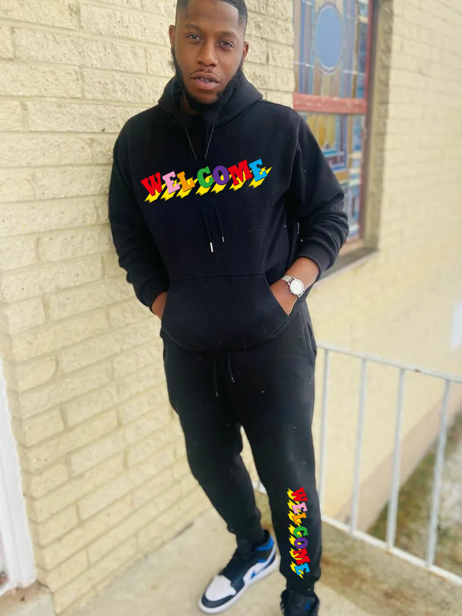 Men's hoodie and jogger pants set with vibrant inscription Lune London