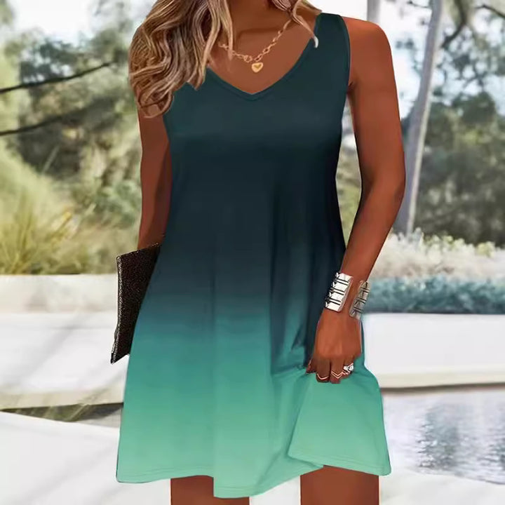 V-neck A-line dress Chic und Style for women Leisure