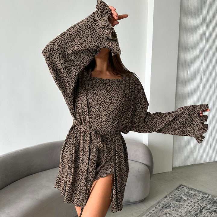Fashionable and elegant women's set consisting of a top and animal print shorts Lune London