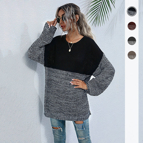 Comfortable knitted sweater for women with a modern color block design Amarae