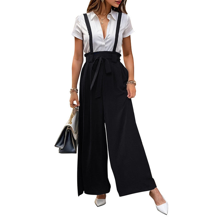 Women Elegant Wide-Pants Straps Jumpsuit Lune London