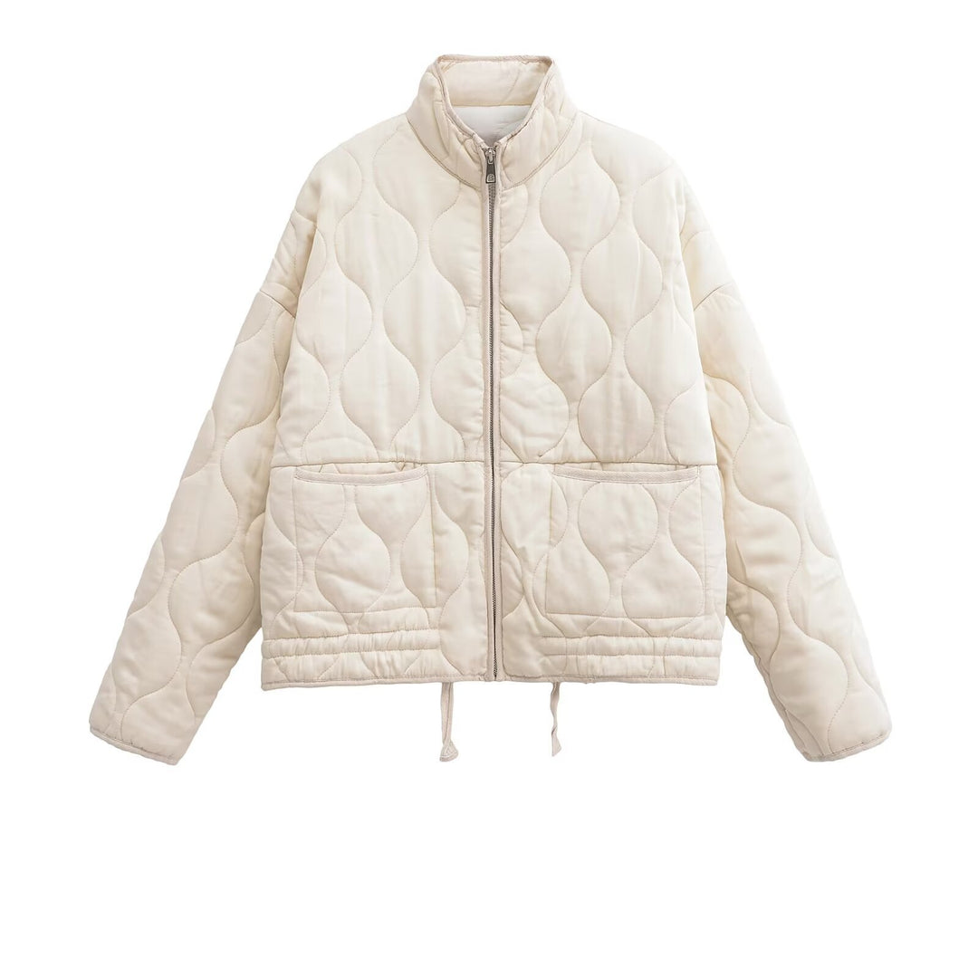 Ladies quilted transition jacket with high collar and practical pockets Amarae