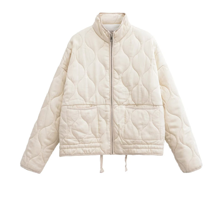 Ladies quilted transition jacket with high collar and practical pockets Amarae