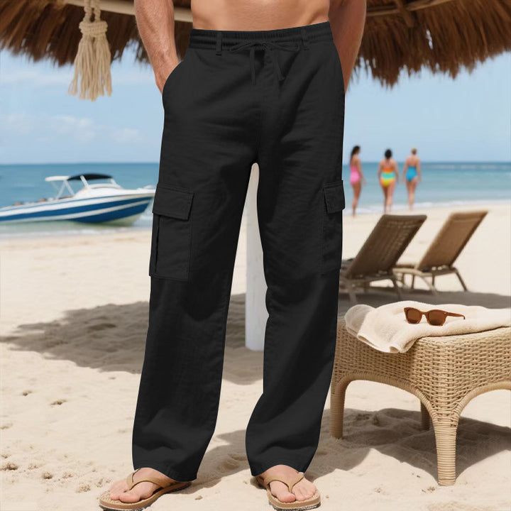 Lightweight and breathable fabric cargo pants for men with versatile pockets Lune London