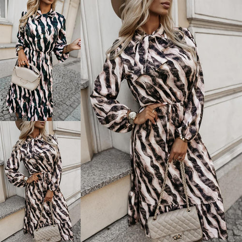 Maxi dress for ladies with an elegant striped pattern and practical pockets Amarae