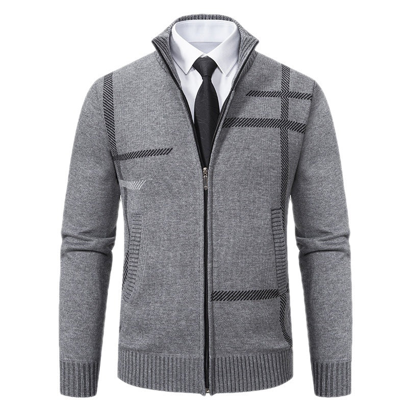 Men's knit jacket with graphic patterns and high collar Lune London