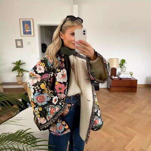Floral patterned quilted jacket for women Amarae