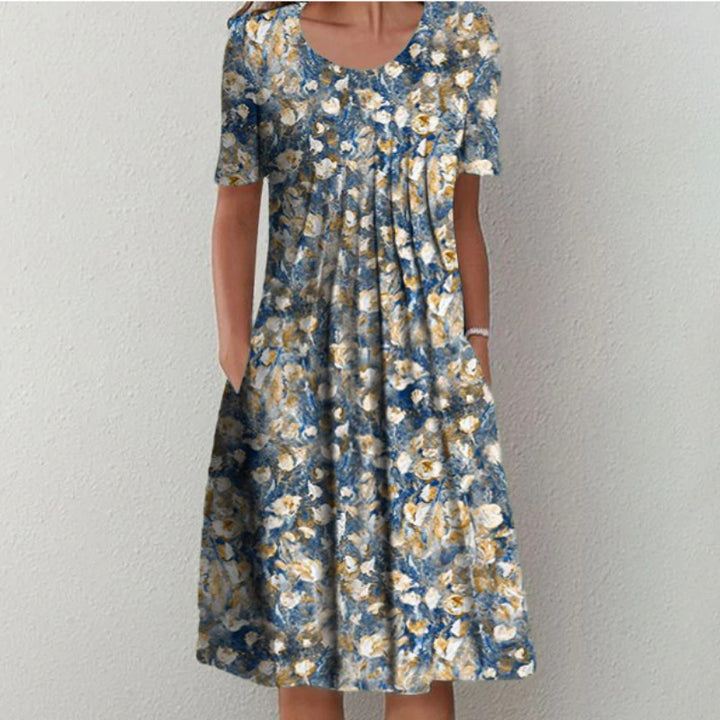 Maxi dress for women with a floral design and wide sleeves Lune London