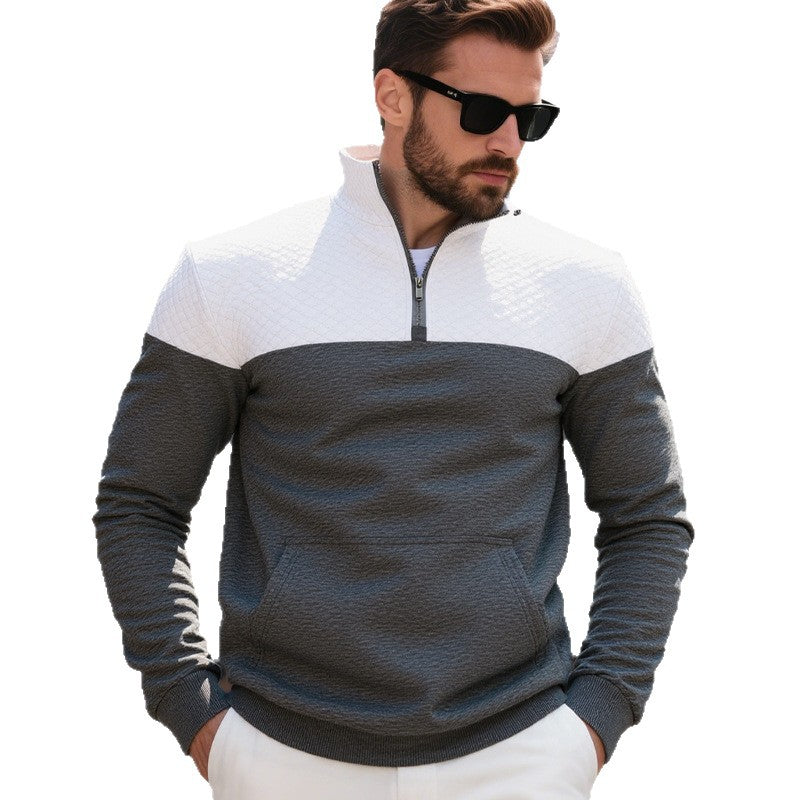 Men's hoodie with zip and textured outer material Chic and style
