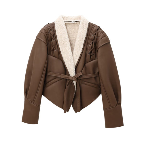 Ladies cozy jacket with elegant collar and padded lining Amarae