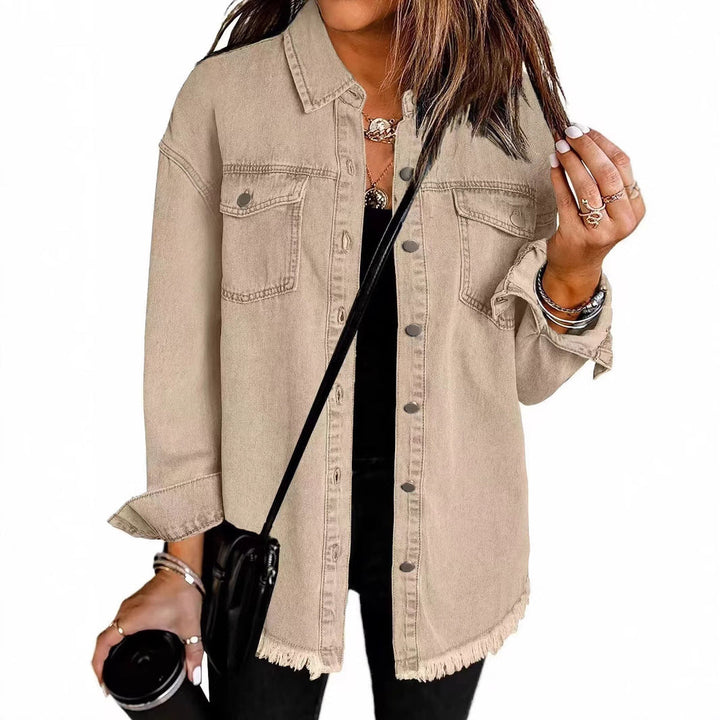 Women's Oversized Denim Shirt with Fringes Lune London