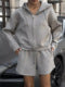 Women's sporty zip hoodie and shorts set