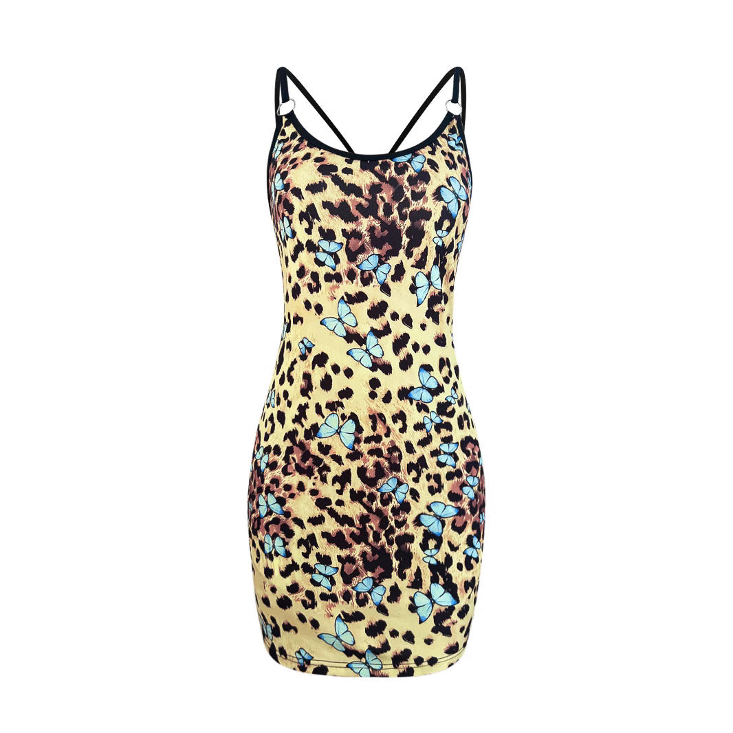 Mini bodycon dress for women with butterfly and animal print design Lune London
