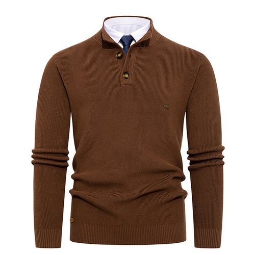 Knit sweater for men with button details and modern high collar Amarae