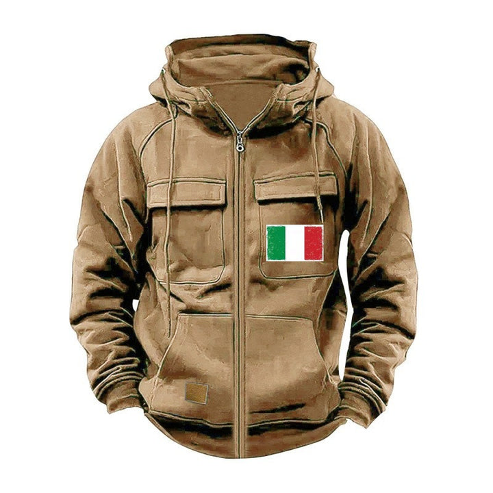 Trendy hooded jacket for men with practical pockets and adjustable collar Lune London