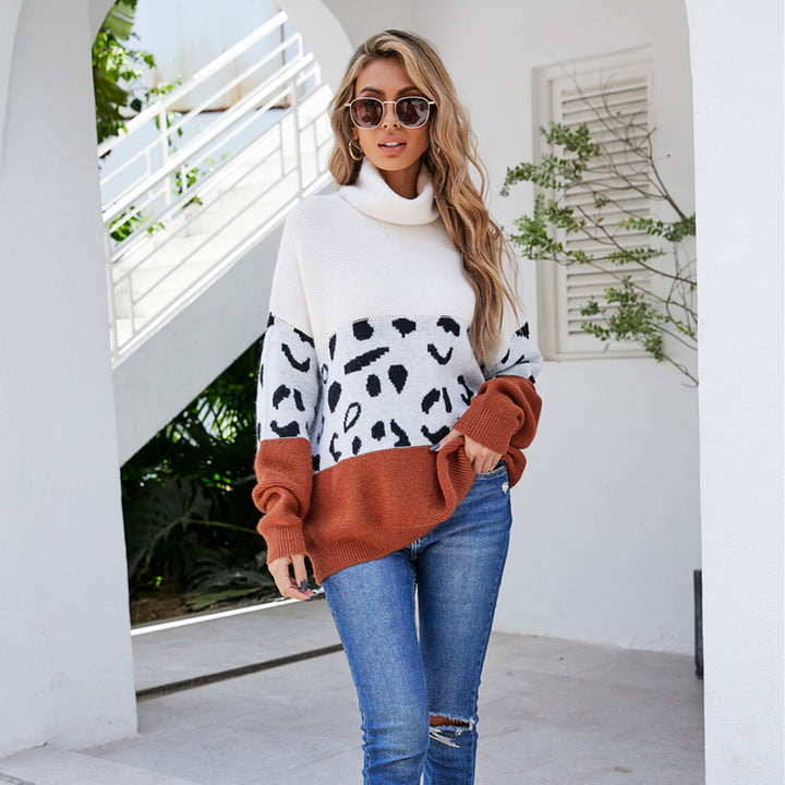 Pull tendance et confortable pour femmes avec col montant et motif animal Chic & Stil