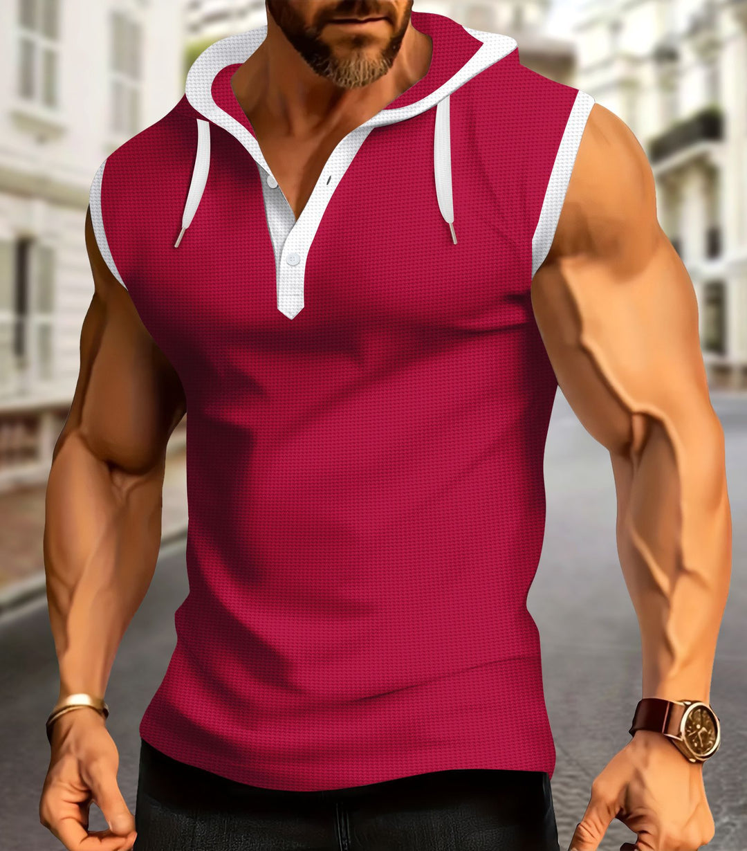 Men's performance polo shirt with short sleeves and hood Lune London