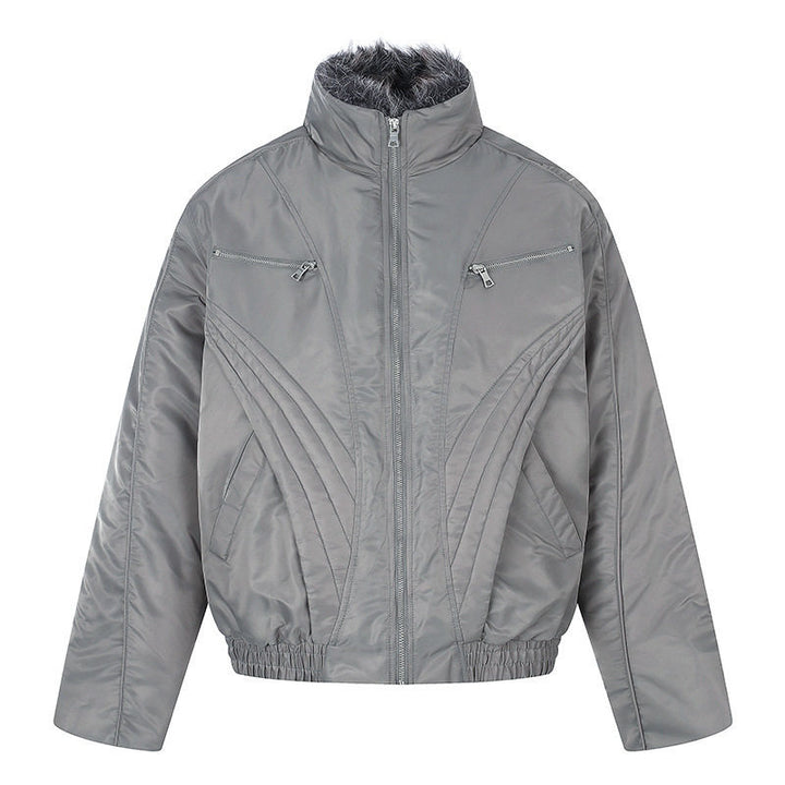 Women's padded bomber jacket with high stand-up collar, faux fur lined collar and zippered pockets Amarae