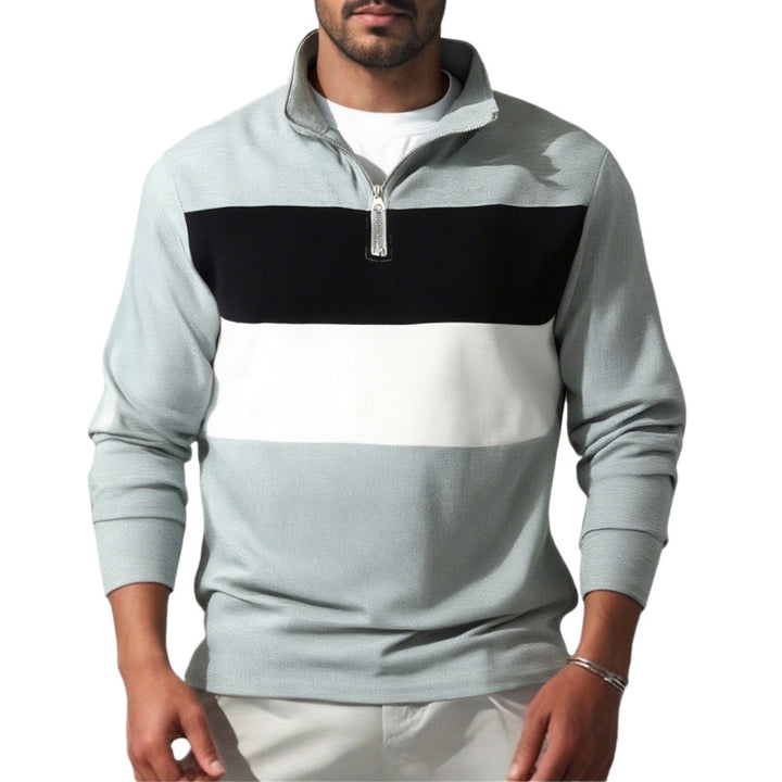 Sporty sweater for men with stand-up collar and zipper Lune London